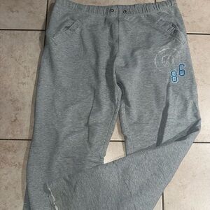 PINK Victoria’s Secret Gray Wide Leg Sweatpants Raw Hem Y2K Size M